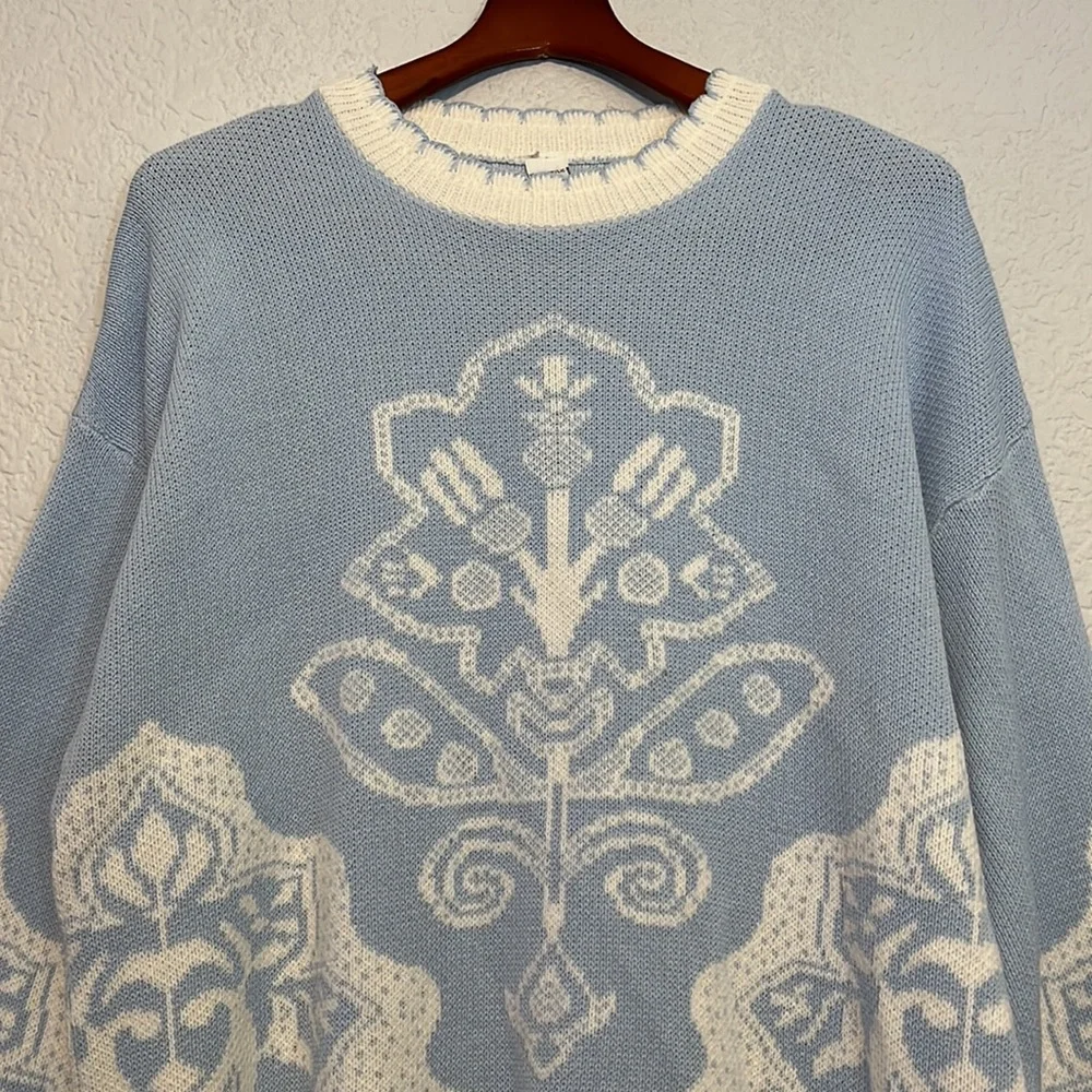 Vintage Floral Chunky Knit Sweater